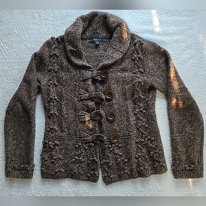 Chadwicks Brown Lambs Wool Knit Cardigan with Button Details Women Sz S